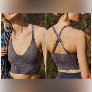 NWOT Free People FP Movement Good Karma Crop Tank - graphite gray - XS/S